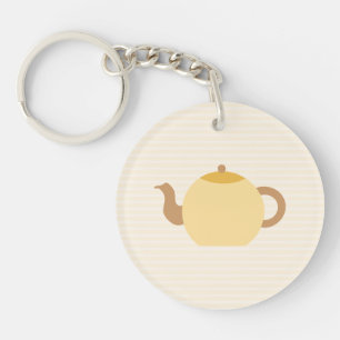 Teapot Picture in Neutral Colours. Key Ring