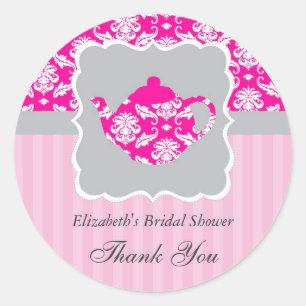 Teapot (Pink/Grey) Favour Seal Sticker