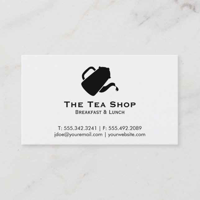 Teapot Pour (black) Business Card (Front)