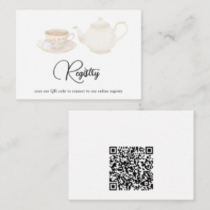 Teapot QR Code Bridal Shower Registry Enclosure Card