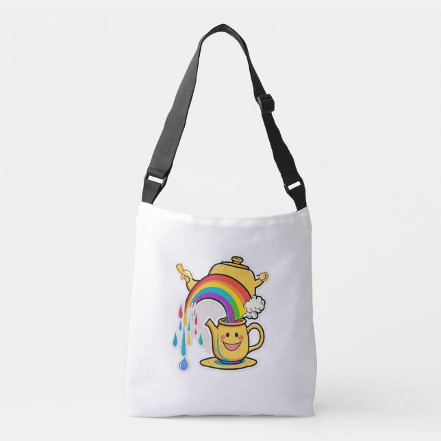 “Teapot’s Enchanted Rainbow Pour” Crossbody Bag (Front)
