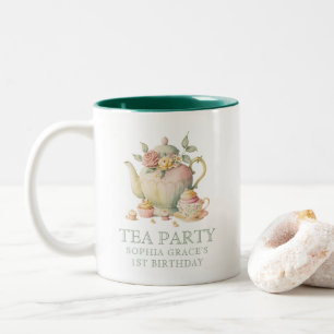 Teapot & Tea Cups Whimsical Wildflowers Custom Mug