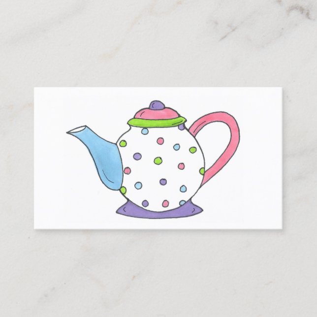 Teapot Tea Party Pot Teacup Cup Tea Time Business Card (Front)