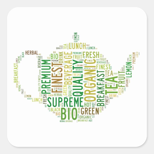 Teapot text design-Customisable background Square Sticker (Front)