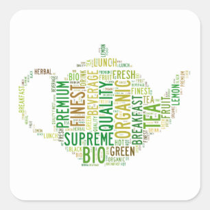 Teapot text design-Customisable background Square Sticker