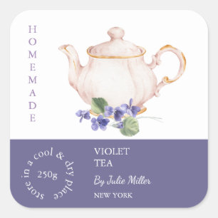 Teapot Violet Tea Label