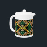 Teapot with Jamaican Colours Design<br><div class="desc">Add a touch of Jamaican pride to your tea time with a teapot featuring Jamaican colours, designed with a modern 3D-like porcelain effect and jewellery-inspired details! This stunning teapot showcases the vibrant black, green, and gold of Jamaica’s flag in a contemporary design, elevated with a 3D-like porcelain finish and intricate...</div>