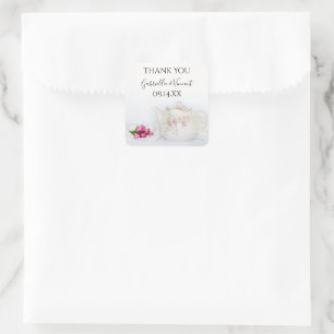 Teapot with Pink Roses Thank You Favour Tag