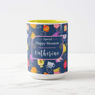 Teapots and Cups Garden Navy