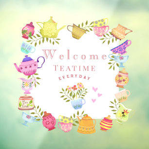 Teapots and Cups Welcome Window Cling