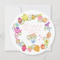 Teapots and Cups White Birthday