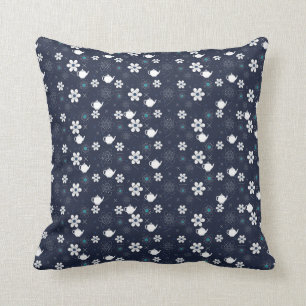 Teapots and Flowers Cushion