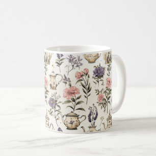 Teapots and Garden Flowers – Charming Pattern Coffee Mug