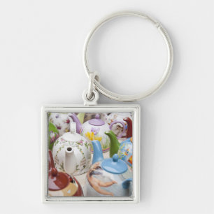Teapots on sale in Leipzig, Germany Key Ring