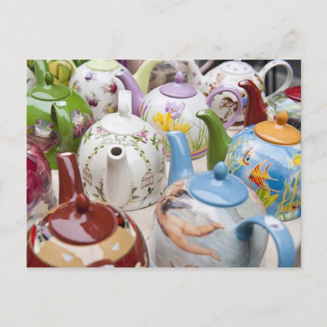 Teapots on sale in Leipzig, Germany Postcard (Front)