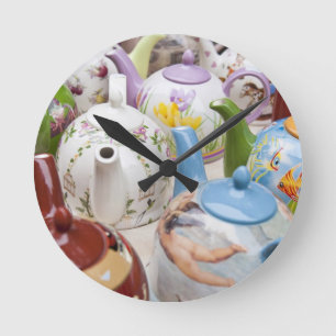 Teapots on sale in Leipzig, Germany Round Clock