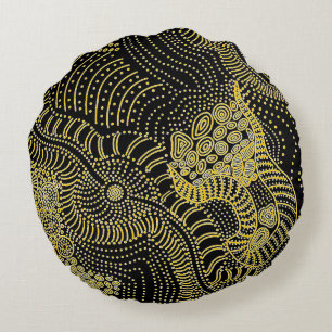 Tear Across Dotted Line - Aboriginal Graphic Round Cushion