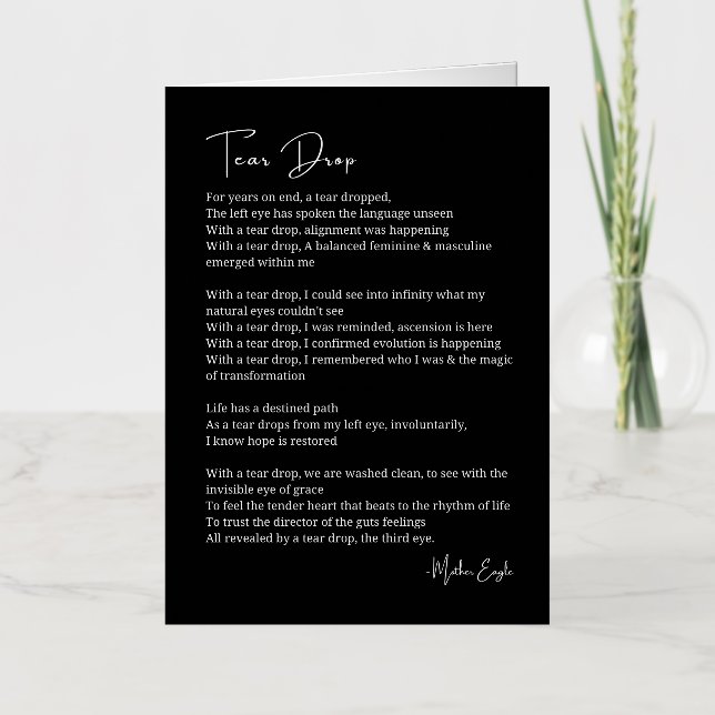 Tear Drop Awakening Third Eye poem  Foil Greeting Card (Front)