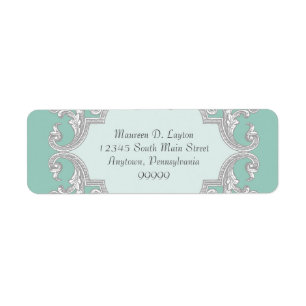 Tear Drop Lace, Aqua Bluer Matching Address Labels