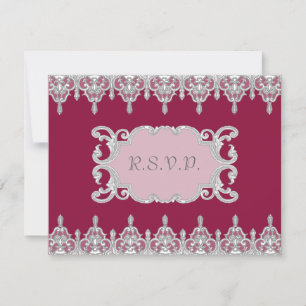Tear Drop Lace Burgundy Red RSVP Response Card