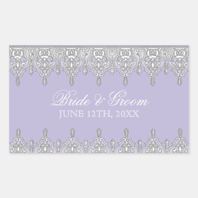 Tear Drop Lace, Lavender Wedding Seal or Sticker (Front)