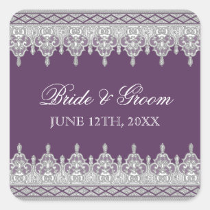 Tear Drop Lace, Lavender Wedding Seal or Sticker