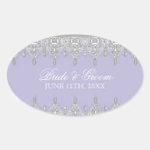 Tear Drop Lace, Lavender Wedding Seal or Sticker
