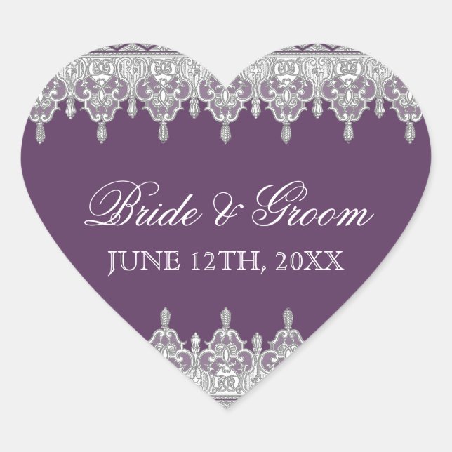 Tear Drop Lace, Lavender Wedding Seal or Sticker (Front)