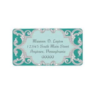 Tear Drop Lace, Teal Blue Matching Address Labels