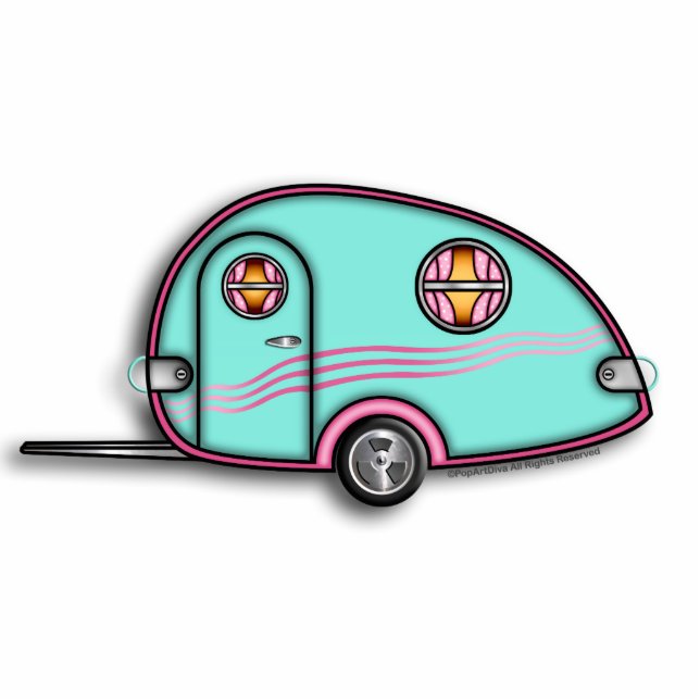 Tear Drop RV Trailer 3D Sculpture Ornament Photo Sculpture Decoration (Front)