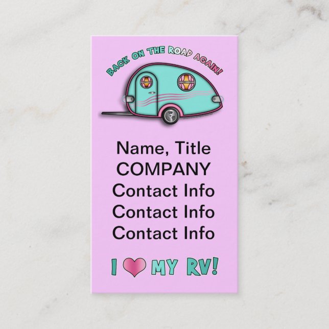 Tear Drop RV Trailer Business Cards (Front)