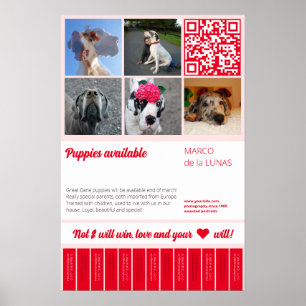 Tear off printable puppies for sale flyer template poster