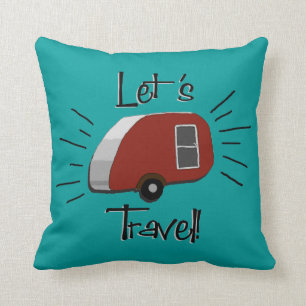 Teardrop Camper Retro Design Throw Pillow