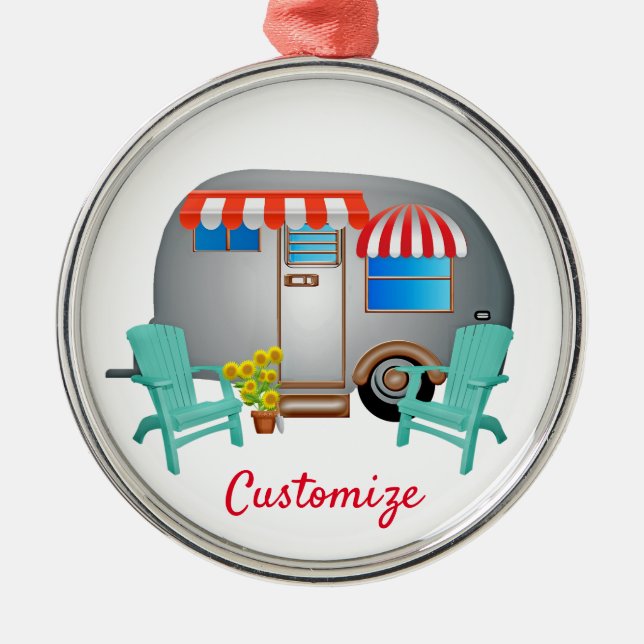 Teardrop Caravan Camper Thunder_Cove  Metal Tree Decoration (Front)