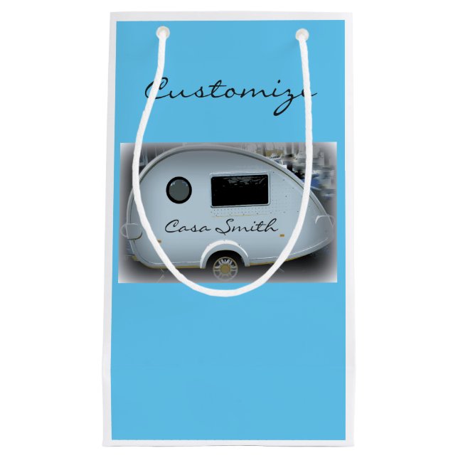 Teardrop gypsy caravan happy glamping small gift bag (Front)