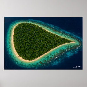 Teardrop Jungle Island with Water Tower Satellite  Poster