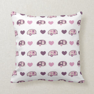 Teardrop Trailer Pink Pattern Cushion