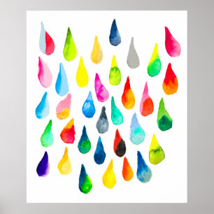 Teardrops watercolor colorful whimsical poster