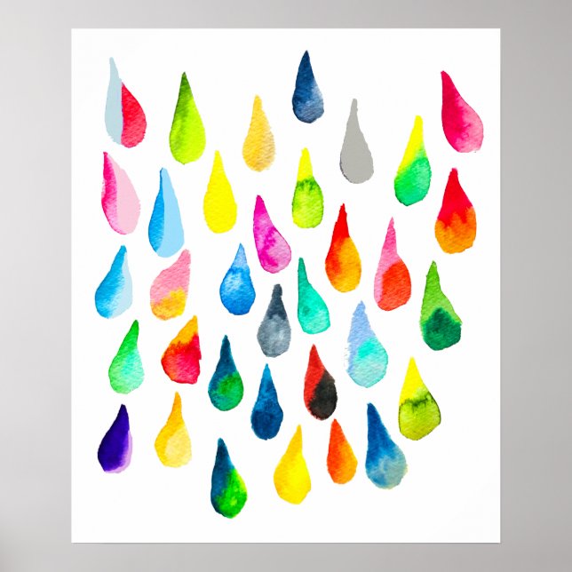 Teardrops watercolor colorful whimsical poster (Front)