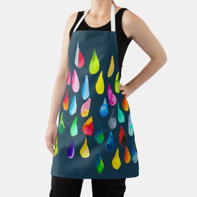 Teardrops watercolor colourful whimsical apron (Insitu)