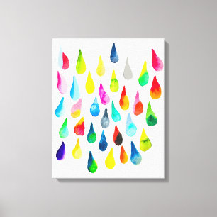 Teardrops watercolor colourful whimsical canvas print