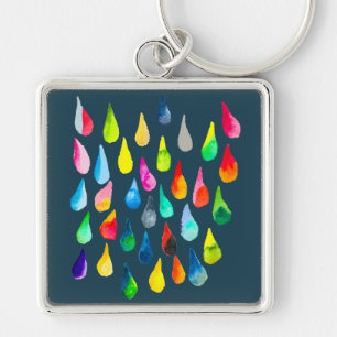 Teardrops watercolor colourful whimsical key ring