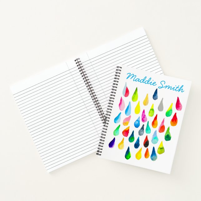 Teardrops watercolor colourful whimsical notebook (Inside)