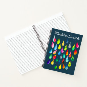 Teardrops watercolor colourful whimsical notebook
