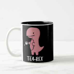 TeaRex Cute TRex Dinosaur Kawaii Funny Dino Pun_1 Two-Tone Coffee Mug