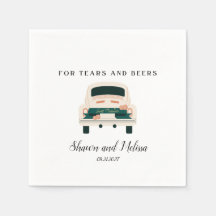 Tears and Beers Just Married Cocktail Napkin