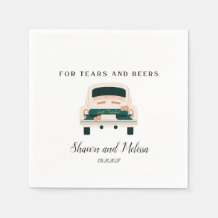 Tears and Beers Just Married Cocktail Napkin