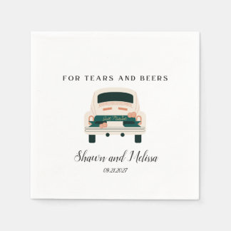 Tears and Beers Just Married Cocktail Napkin