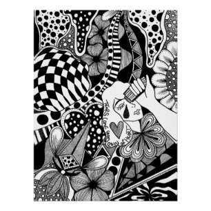 Tears – Monochrome Floral Hand-Drawn Art Poster