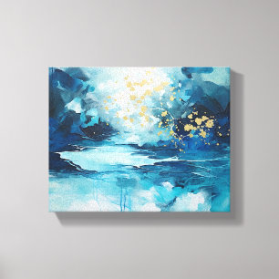 Tears of Azure Blue Abstract Canvas Print
